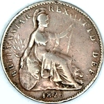1826 UK farthing value, George IV, draped bust, R over E