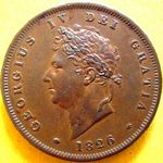 1826 UK penny value, George IV, plain saltire