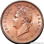 1826 UK penny value, George IV, thick line on saltire