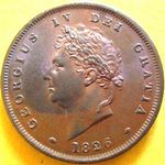 1826 UK penny value, George IV, thin line on saltire
