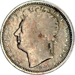 1828 UK half farthing value, George IV, helmet to base of legend