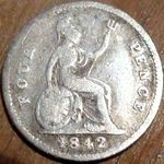 1842 UK fourpence (groat) value, Victoria, young head