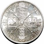 1887 UK double florin value, Victoria, Arabic 1