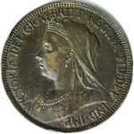 Queen Victoria era UK halfpenny values, old veiled head, 1895 to 1901