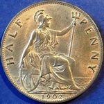 1902 UK halfpenny value, Edward VII, high tide