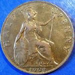 1902 UK halfpenny value, Edward VII, low tide