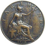 1915 UK farthing value, George V, TT close
