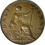 1922 UK halfpenny value, George V
