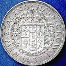 1933 New Zealand half crown