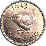 1943 UK farthing value, George VI