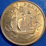 1945 UK halfpenny value, George VI