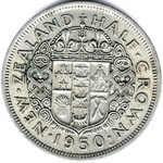 1950 far diamond New Zealand half crown