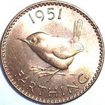 1951 UK farthing value, George VI