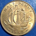 1952 UK halfpenny value, George VI