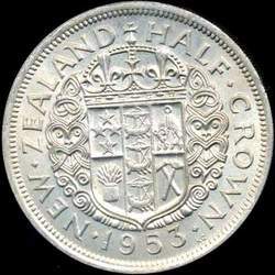 1953 New Zealand half crown