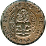 1954 New Zealand halfpenny