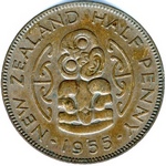 1955 New Zealand halfpenny